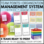 Team Points and Organization Management System 6 Teams Ready to Print by Bethany Barr Education