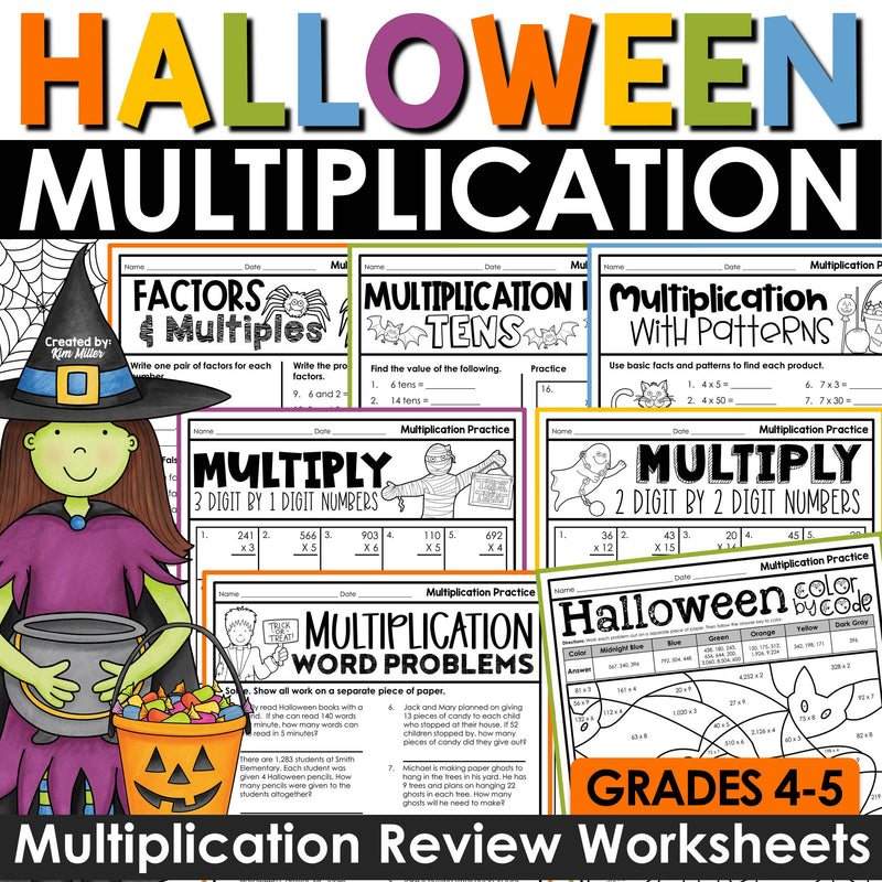 Halloween Math Worksheets Multiplication Practice Activities Color By Code