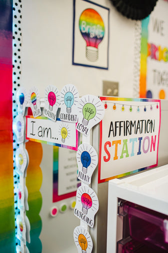 Affirmation Station | Rainbow Classroom Decor | Light Bulb Moments  | UPRINT | Schoolgirl Style