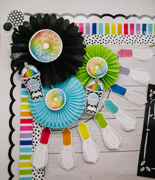 Orange and Lime Fans | Classroom Cutout | Black, White and Stylish Brights | Schoolgirl Style