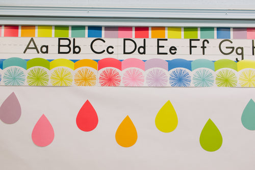 Rainbow Alphabet Line | Classroom Bulletin Board Set | Hello Sunshine | Schoolgirl Style