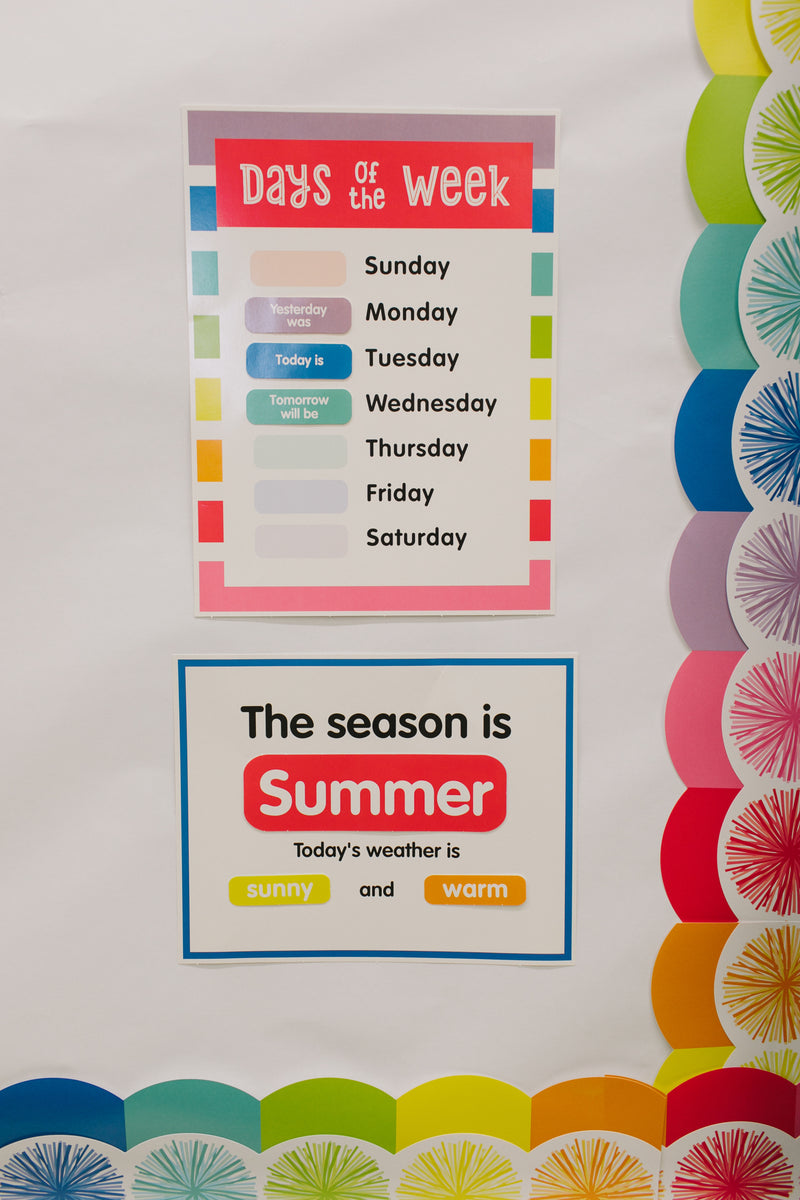 Schoolgirl Style - Hello Sunshine Calendar Bulletin Board Set