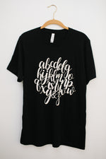 "The Audrey" Schoolgirl Style - ABC's T-shirt {Black and White}