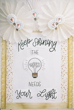 Keep Shining The World Needs Your Light Bulletin Board Set | Simply Stylish Boho Rainbow | UPRINT | Schoolgirl Style