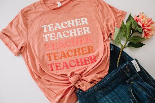 "The Everly" Schoolgirl Style - Teacher on Repeat {Coral} T-Shirt