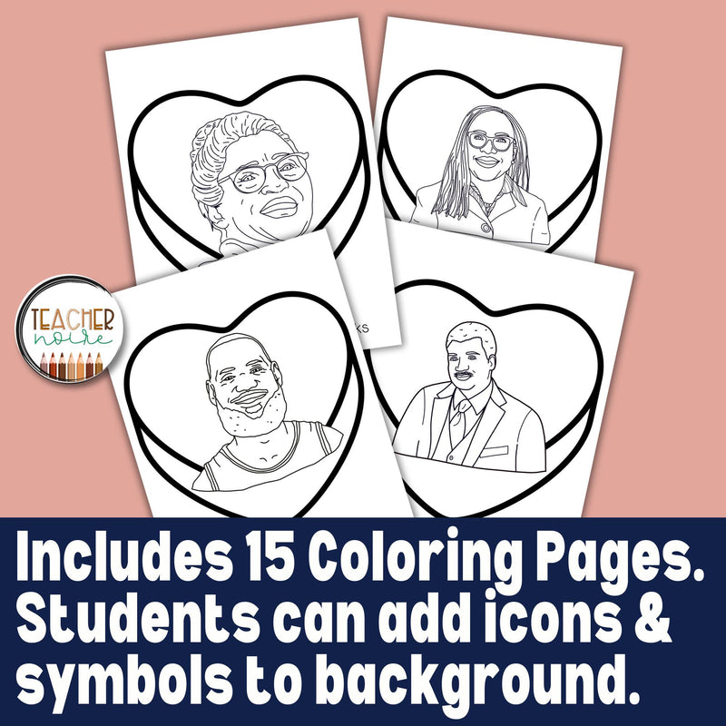 Black History Research Project- Valentine's Day, Coloring Page