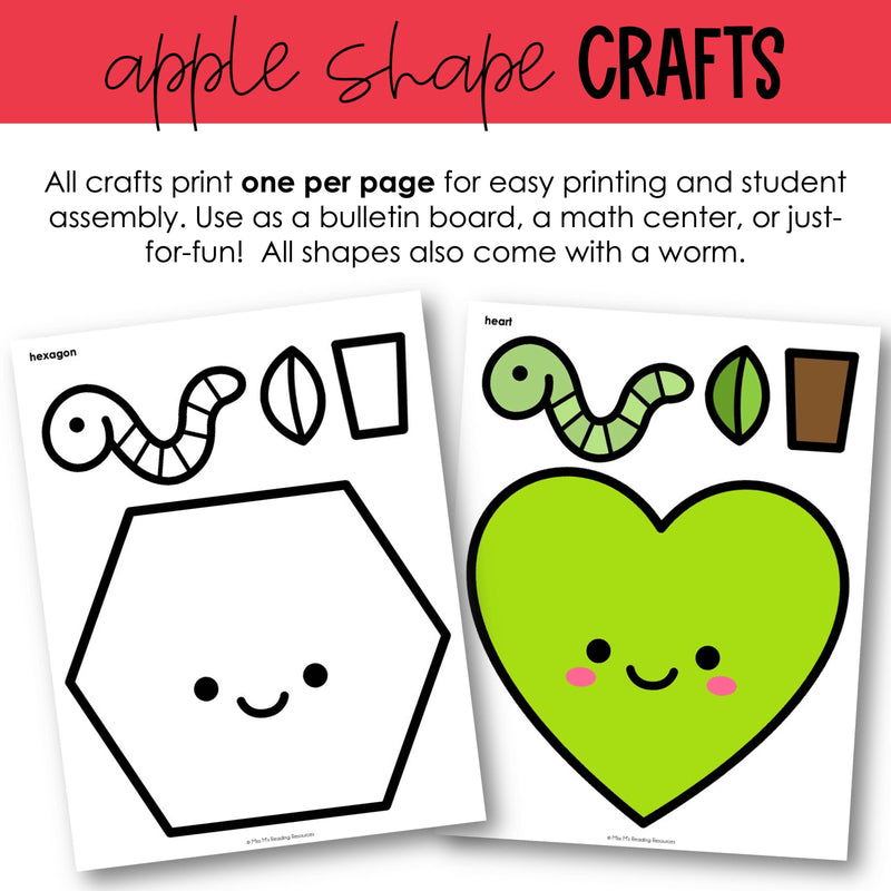 Fall Bulletin Board Apple Math Craft | Apple Shape Crafts | 2D Shapes
