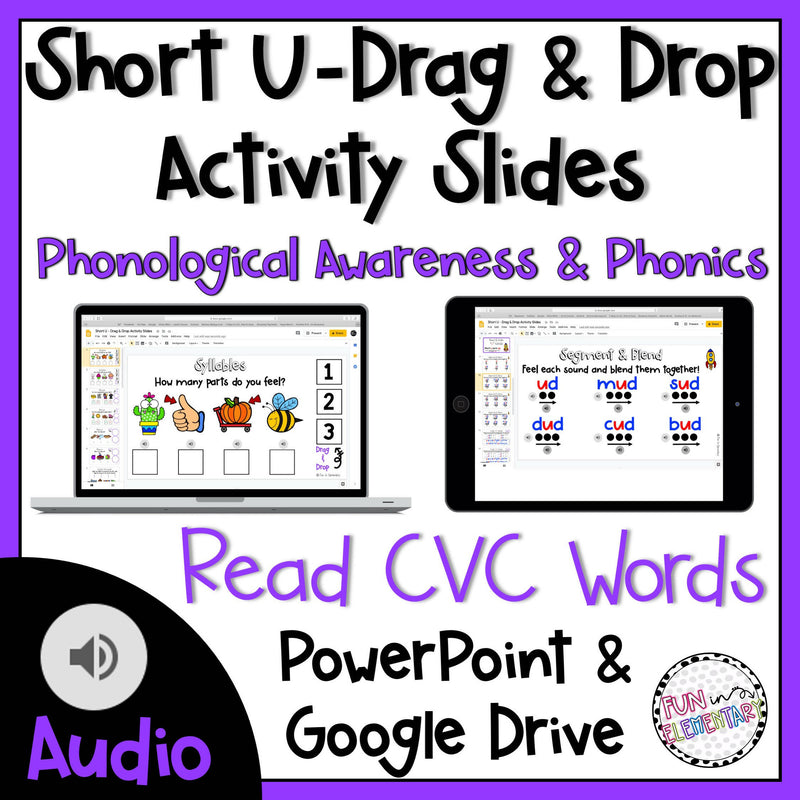 Short U Drag and Drop Activity Slides Powerpoint and Google Drive by Fun in Elementary