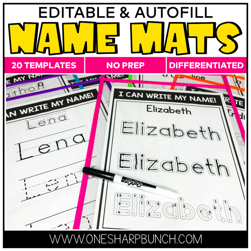 Editable and Autofill Name Mats 20 Templates No Prep Differentiated by One Sharp Bunch