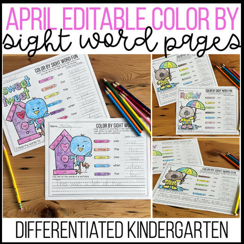 Editable Color By Sight Words & Sentence Spring & Nursery Rhyme Themed –  Schoolgirl Style