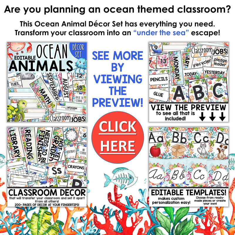 Ocean Animals Classroom Décor | Ocean Theme Classroom | Motivational Posters