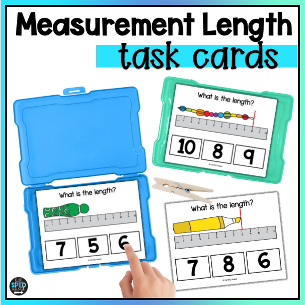 Measurement Lenght Task Cards for Special Education by Full SPED Ahead