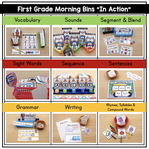 1st Grade Back to School Morning Bins | Printable Classroom Resource | The Moffatt Girls