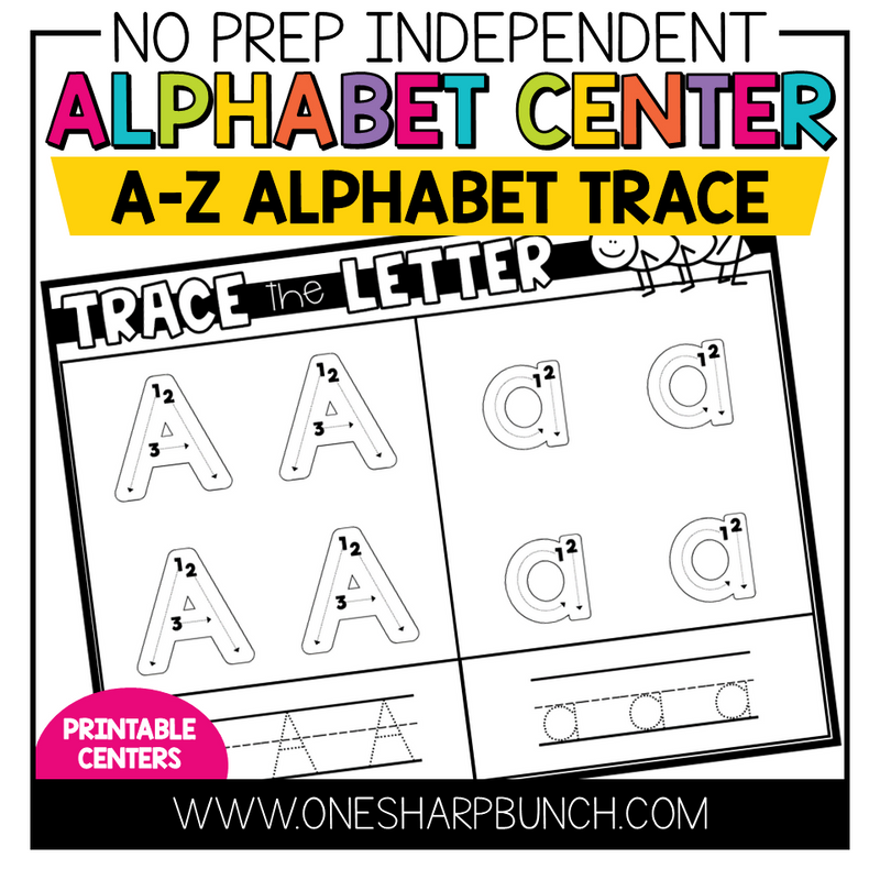 No Prep Independent Alphabet Center A-Z Alphabet Trace by One Sharp Bunch