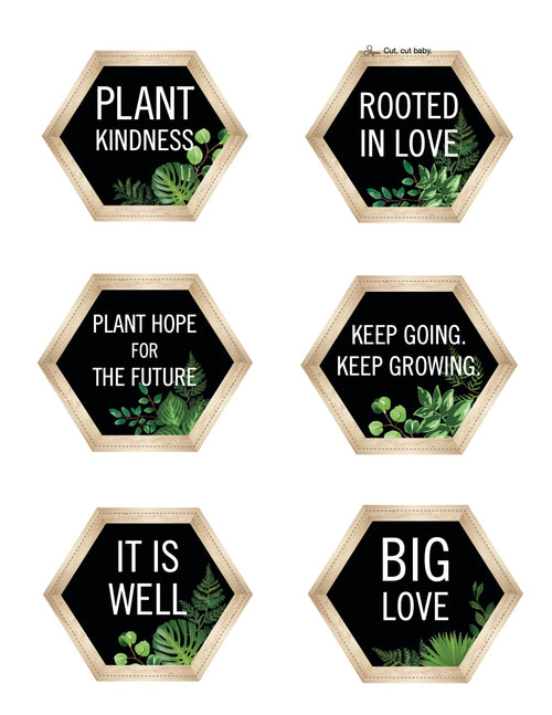 Hexagon Cut Out with Inspirational Messages Simply Boho by UPRINT
