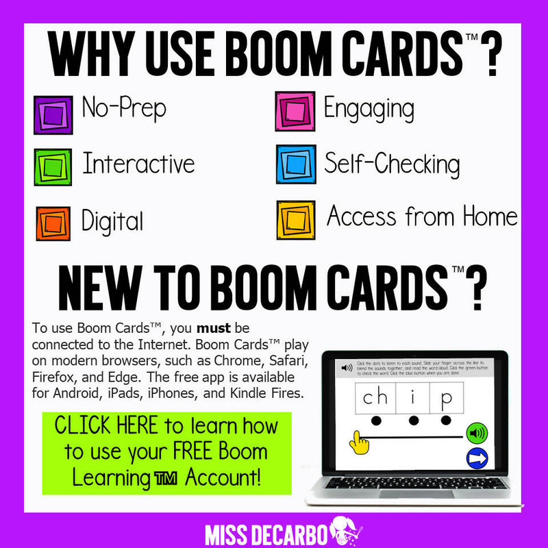 Tap and Blend Digraphs Phonics Boom Cards | Printable Classroom Resource | Miss DeCarbo
