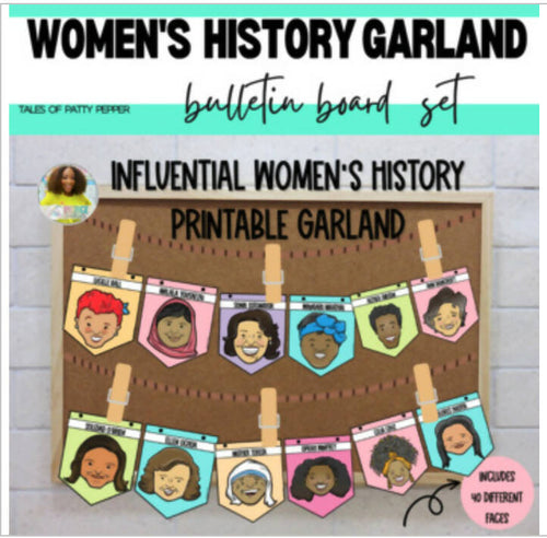 Women's History Garland Bulletin Board Set by Tales of Patty Pepper