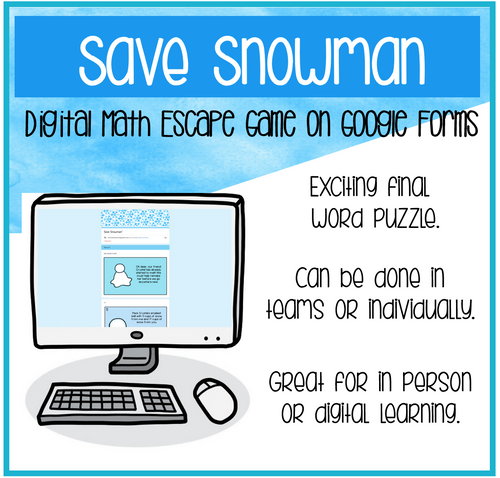 Save the Snowman A Digital Math Escape Game on Google Forms | Printable Classroom Resource | Mrs. Munch's Munchkins