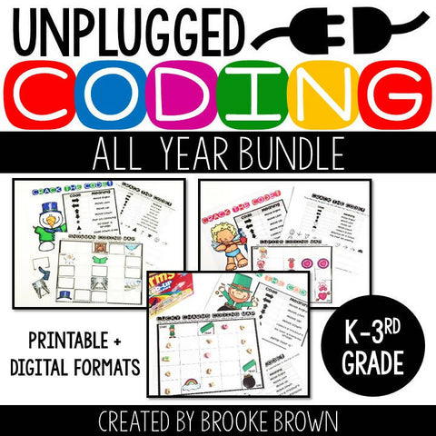 Unplugged Coding for the Entire Year BUNDLE  Printable Classroom Reso –  Schoolgirl Style