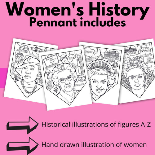 Women's History Coloring Pennants | Printable Teacher Resource | Teacher Noire