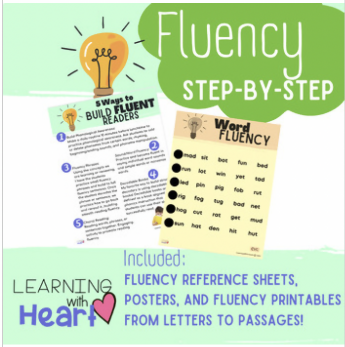 Fluency Step by Step Included Fluency Reference Sheets Posters and Fluency Printables from Letters to Passages by Learning with Heart