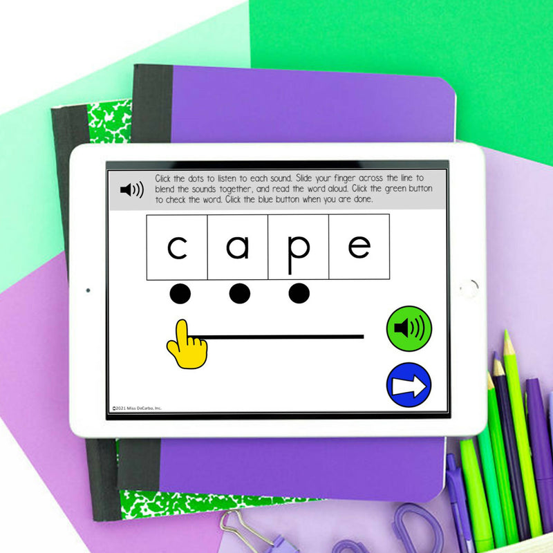 Tap and Blend Silent E Phonics Digital Boom Cards by Miss DeCarbo