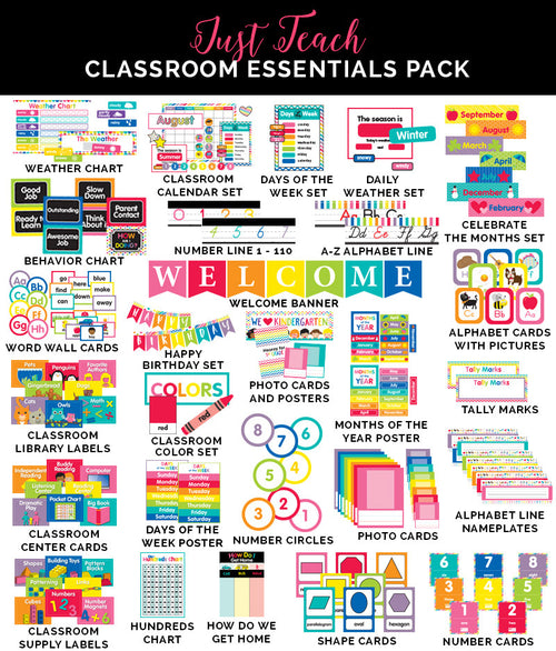 "Just Teach - NEON" Full UPRINT Bundle | Printable Classroom Decor | Teacher Classroom Decor | Schoolgirl Style