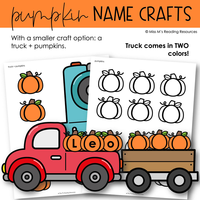 Halloween Name Craft Fall Activities Pumpkin Bulletin Board | Printable Classroom Resource | Miss M's Reading Reading Resources