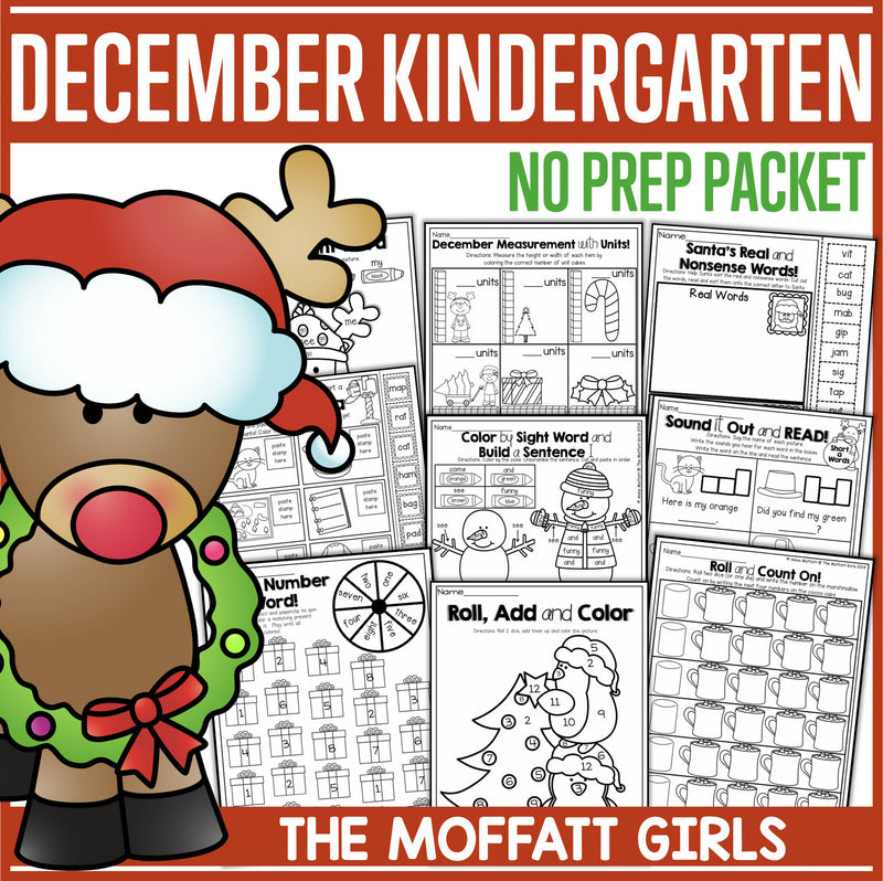 Kindergarten December No Prep Packet by The Moffatt Girls