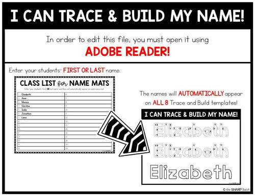 Name Practice Trace & Build Mats Editable Name Tracing & Writing Name Activities | Printable Classroom Resource | One Sharp Bunch