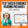 Reading Comprehension Passages Fall Text Evidence by Miss DeCarbo