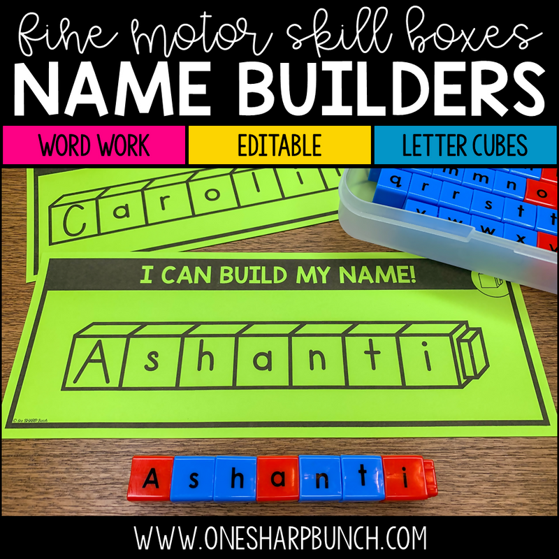 Fine Motor Skill Boxes Name Builders Letter Cubes by One Sharp Bunch