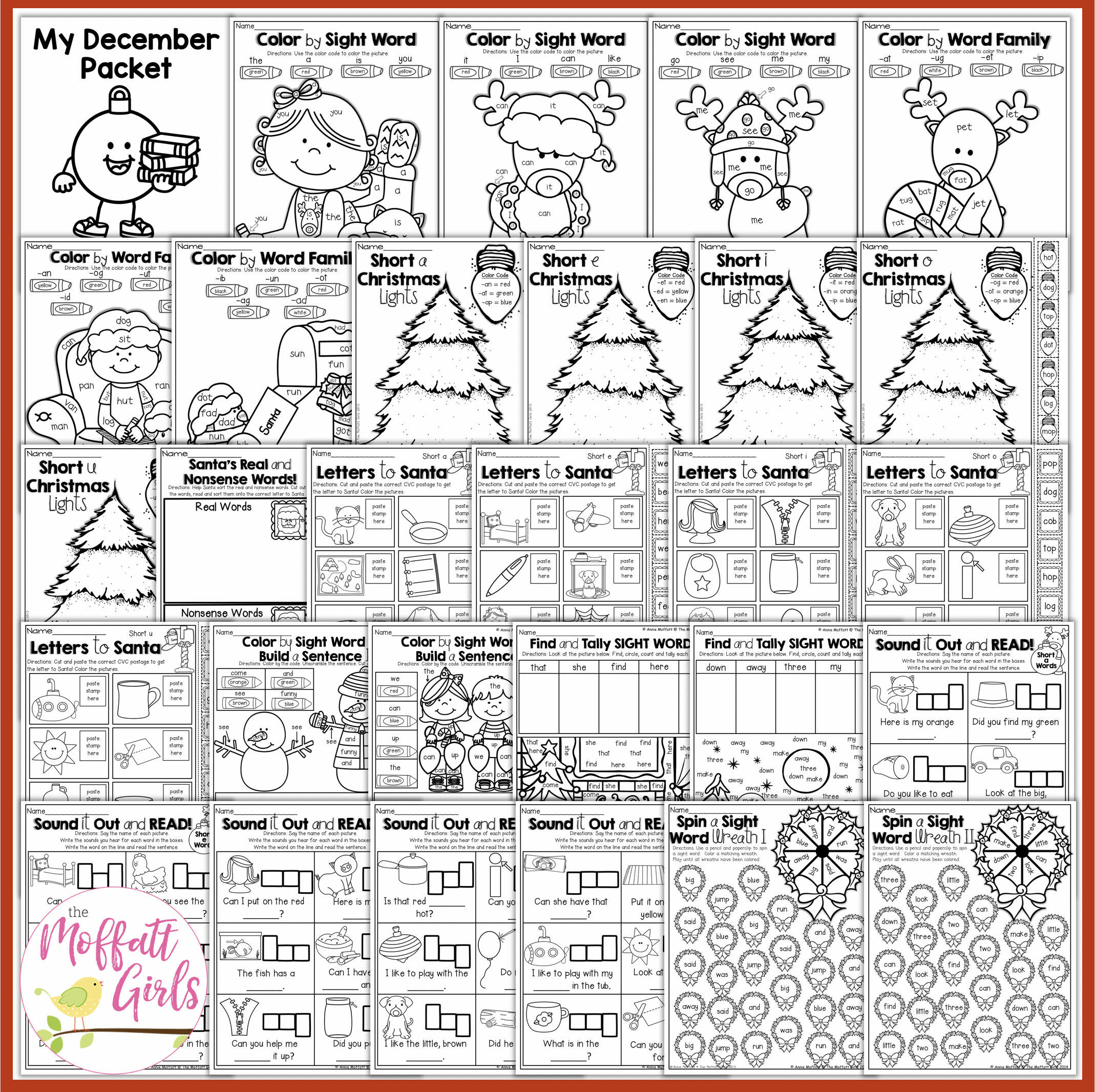 Kindergarten December NO PREP Packet | Printable Classroom Resource ...