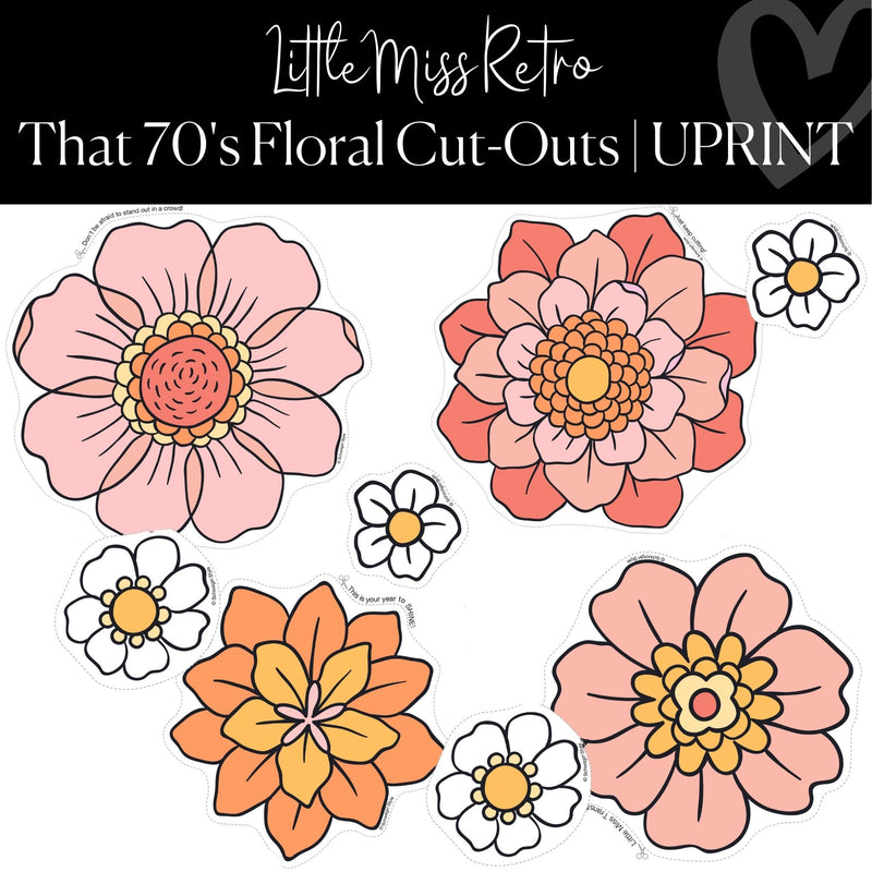 Printable Retro Flower Cut-Out Little Miss Retro Regular Classroom by UPRINT