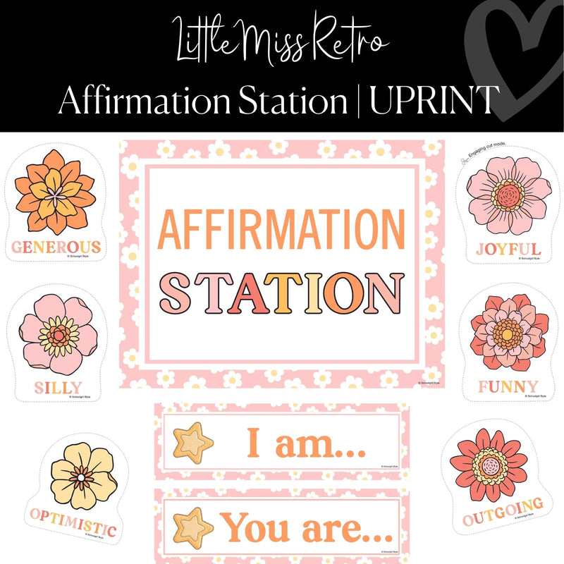 Printable Affimation Station Little Miss Retro Classroom Decor by UPRINT