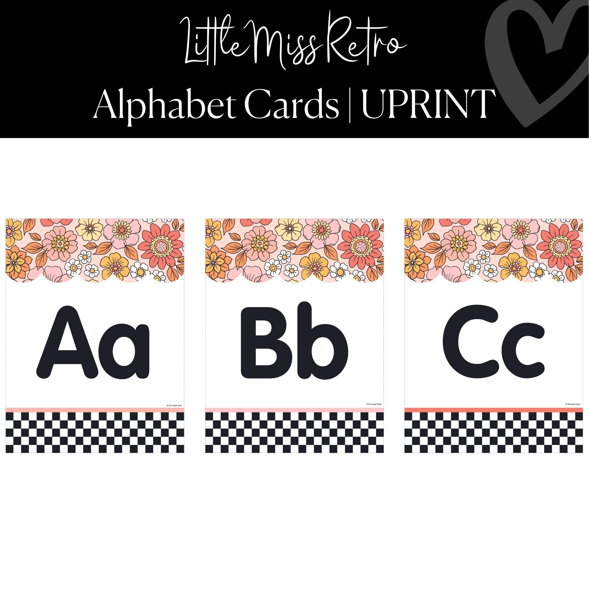 Alphabet Posters with Black Background, Classroom Decor