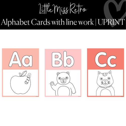 Printable Alphabet Poster with Images Classroom Decor Little Miss Retro by UPRINT