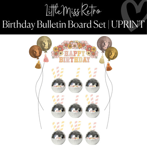 Printable Classroom Birthday Bulletin Board Set Classroom Decor Little Miss Retro by UPRINT