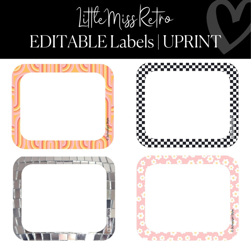 Editable and Printable Binder Covers and Spines Classroom Decor and Organization Little Miss Retro by UPRINT 