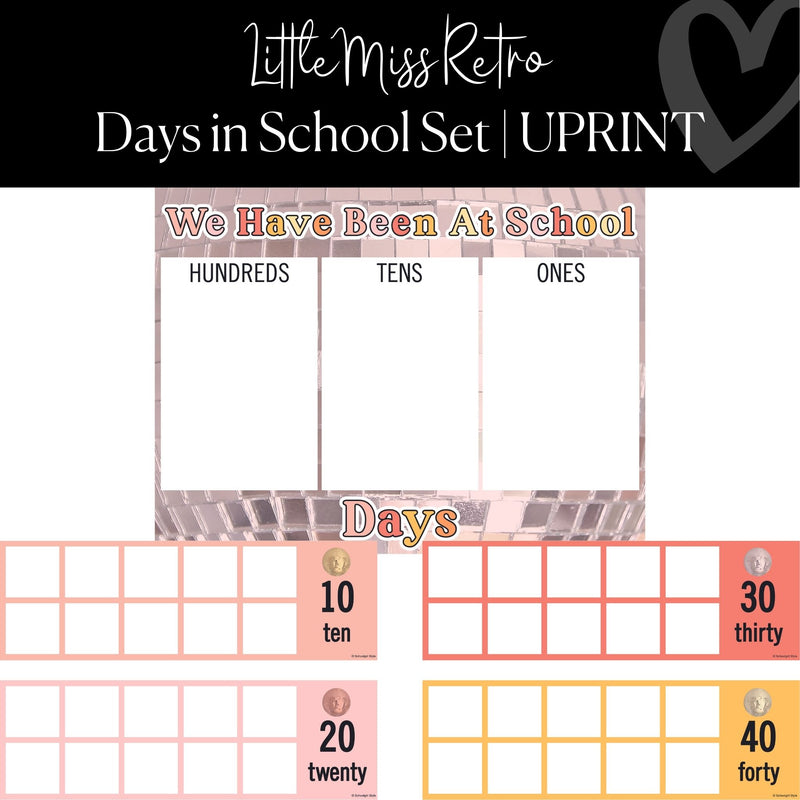Printable Days in School Chart Classroom Decor Little Miss Retro by UPRINT