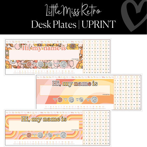 Printable and Editable Classroom Desk Plate Little Miss Retro by UPRINT