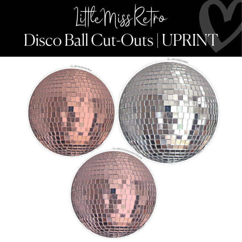 Printable Disco Ball Cut-Outs Regular and XL Classroom Cut-Outs Little Miss Retro by UPRINT