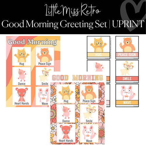 Printable Good Morning Greeting Set Classroom Decor Little Miss Retro by UPRINT