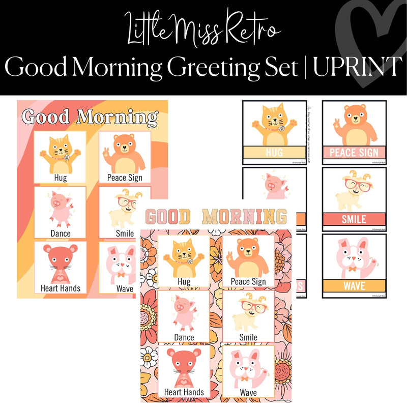 Printable Good Morning Greeting Set Classroom Decor Little Miss Retro by UPRINT