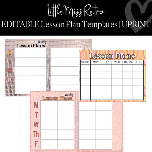 Printable and Editable Classroom Lesson Plan Template Little Miss Retro  by UPRINT