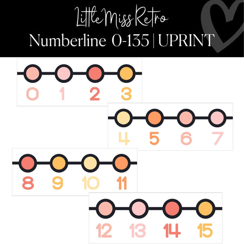 Printable Classroom Number Line Classroom Decor Little Miss Retro by UPRINT