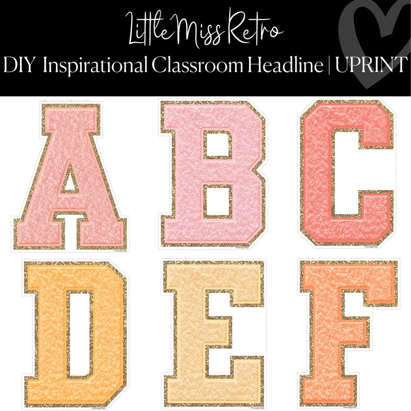 Retro Patch Bulletin Board Letters Inspirational Classroom Headline Little Miss Retro by UPRINT
