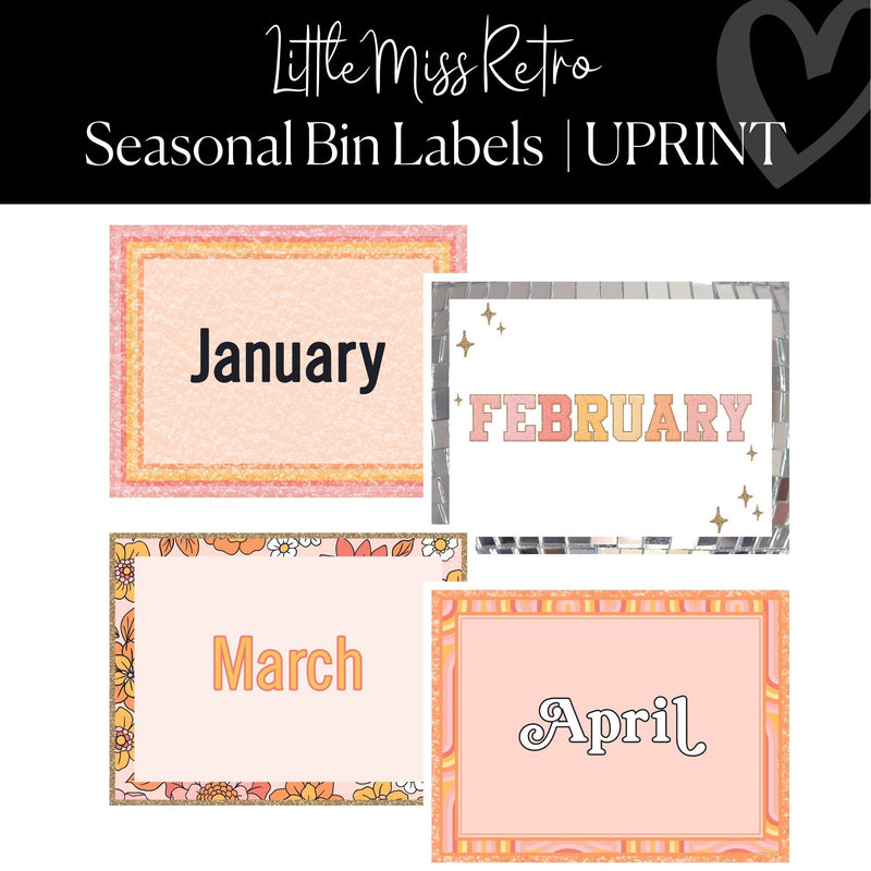 Printable Seasonal Bin Labels Classroom Decor Little Miss Retro by UPRINT