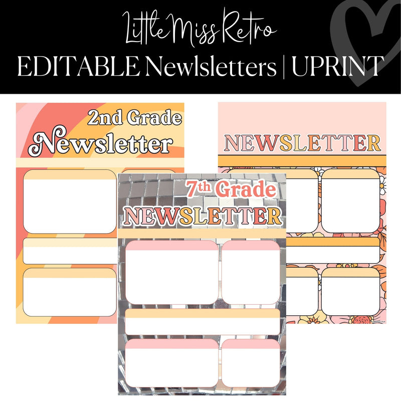Printable and Editable Classroom Newletters Classroom Decor Little Miss Retro by UPRINT