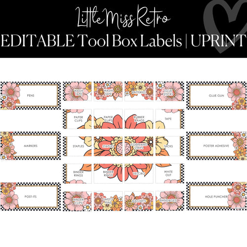 Editable Teacher Tool Box Labels Printable Classroom Decor Little Miss Retro By UPRINT